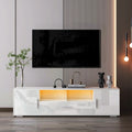 Meuble TV avec lumières LED, placards et étagères ouvertes pour téléviseurs
