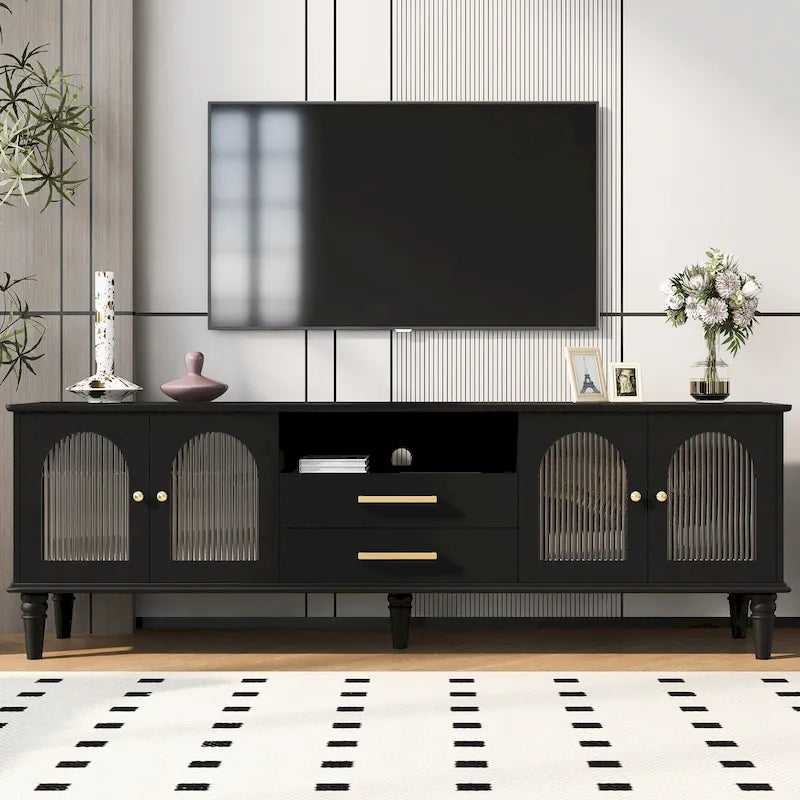 Meuble TV Rétro Meuble de Divertissement Console de Commande Multimédia