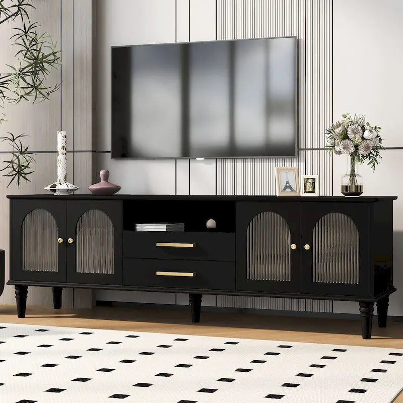 Meuble TV Rétro Meuble de Divertissement Console de Commande Multimédia