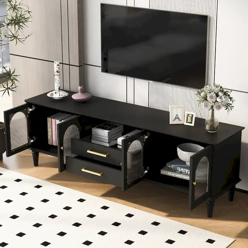 Meuble TV Rétro Meuble de Divertissement Console de Commande Multimédia