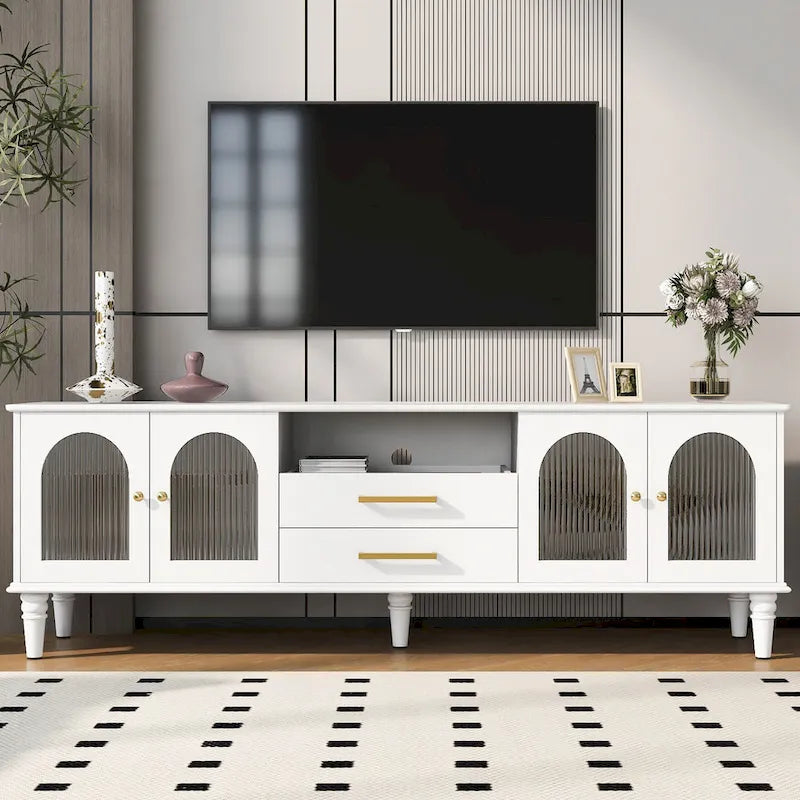 Meuble TV Rétro Meuble de Divertissement Console de Commande Multimédia