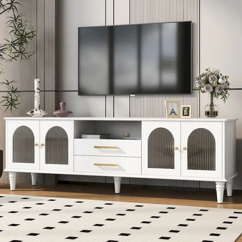 Meuble TV Rétro Meuble de Divertissement Console de Commande Multimédia