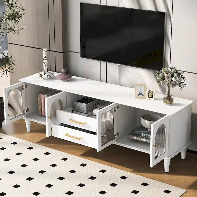 Meuble TV Rétro Meuble de Divertissement Console de Commande Multimédia