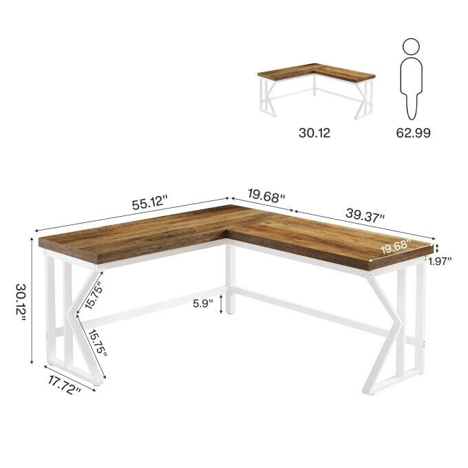 Bureau d'angle en forme de L pour ordinateur, bureau d'angle à domicile