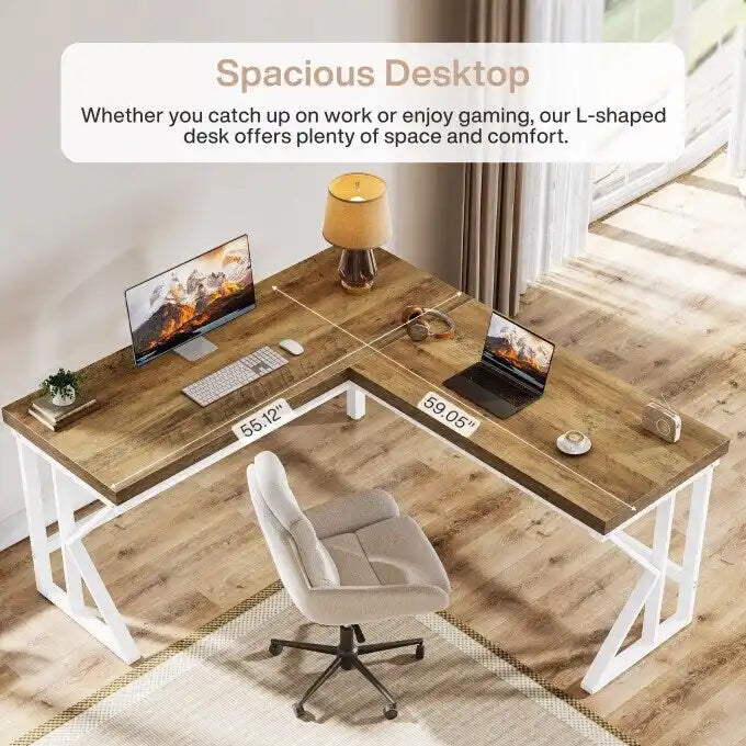 Bureau d'angle en forme de L pour ordinateur, bureau d'angle à domicile