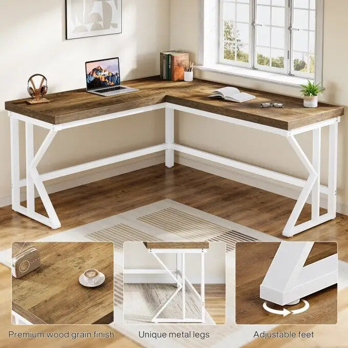 Bureau d'angle en forme de L pour ordinateur, bureau d'angle à domicile