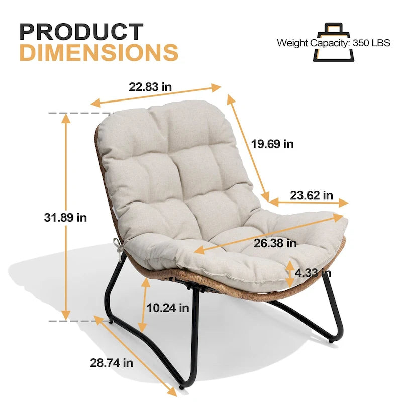 Coussins de chaise Papasan d'extérieur pour chaises de terrasse en rotin confortables