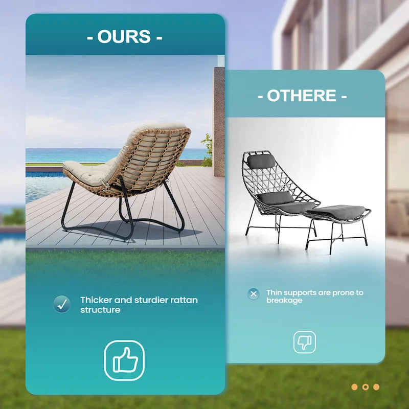 Coussins de chaise Papasan d'extérieur pour chaises de terrasse en rotin confortables
