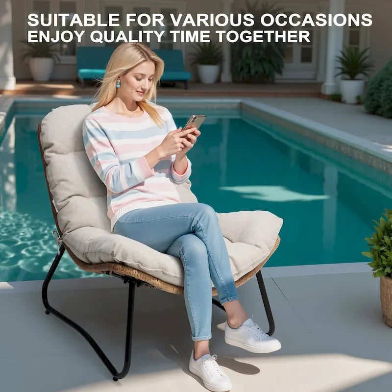 Coussins de chaise Papasan d'extérieur pour chaises de terrasse en rotin confortables