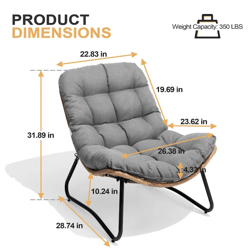 Coussins de chaise Papasan d'extérieur pour chaises de terrasse en rotin confortables