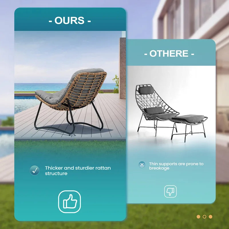 Coussins de chaise Papasan d'extérieur pour chaises de terrasse en rotin confortables