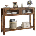 Console de ferme avec tiroirs en verre et étagère pour entrée