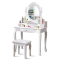 Coiffeuse et tabouret en bois blancs