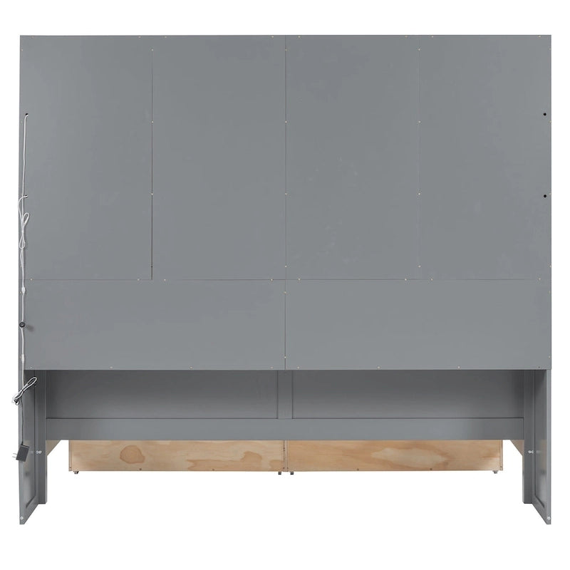 Lit banquette avec étagères et rangement, lit capitaine en bois intégré