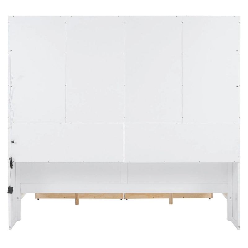 Lit banquette avec étagères et rangement, lit capitaine en bois intégré