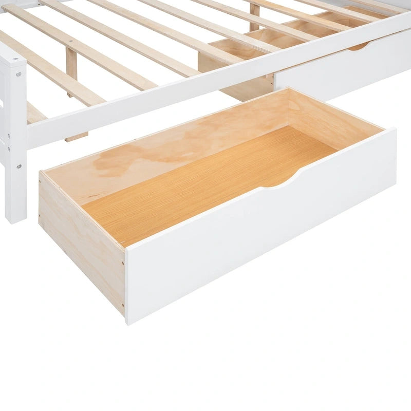Lit banquette avec étagères et rangement, lit capitaine en bois intégré