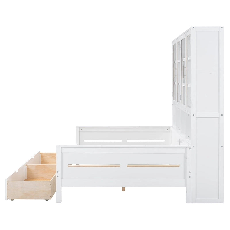 Lit banquette avec étagères et rangement, lit capitaine en bois intégré