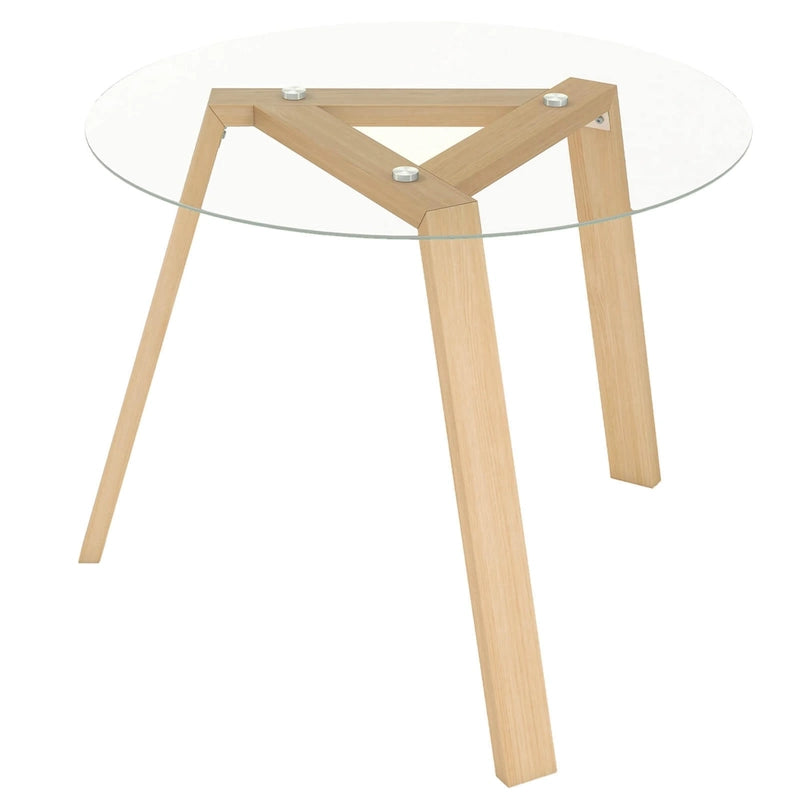 Table à manger ronde en verre trempé
