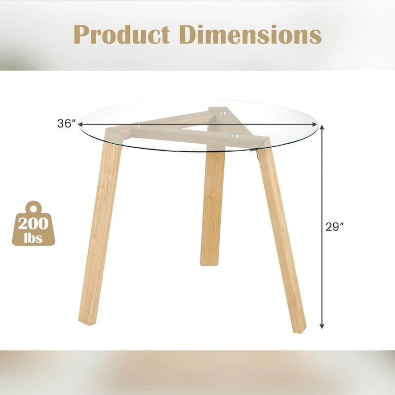 Table à manger ronde en verre trempé
