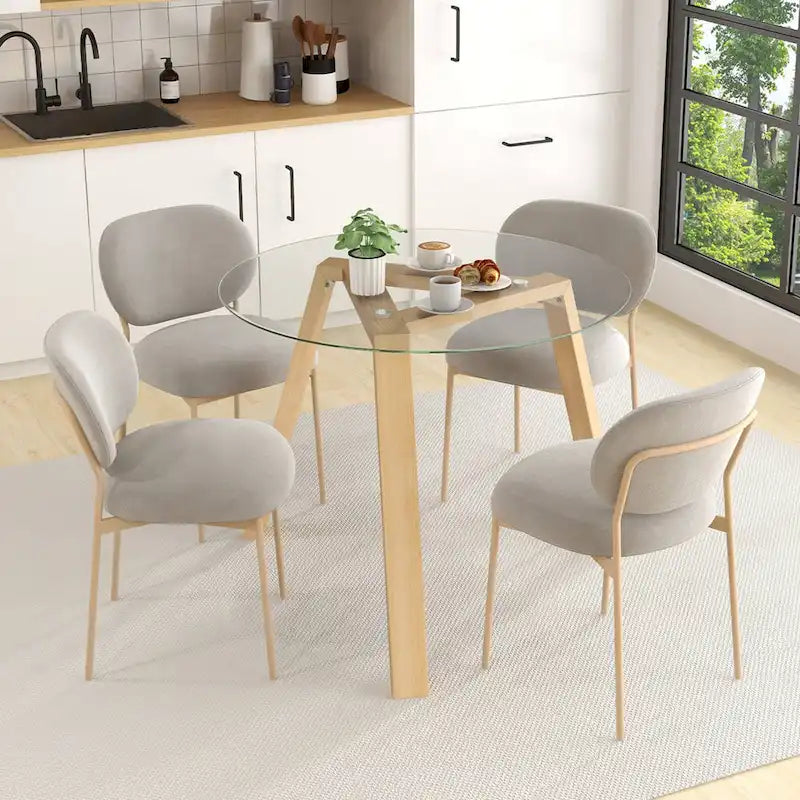 Table à manger ronde en verre trempé