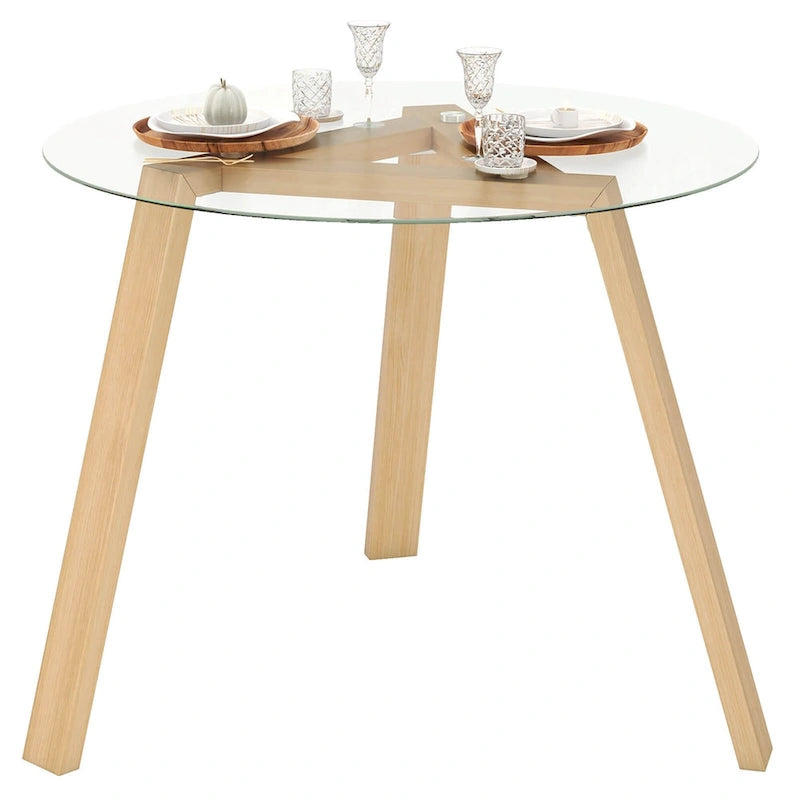 Table à manger ronde en verre trempé