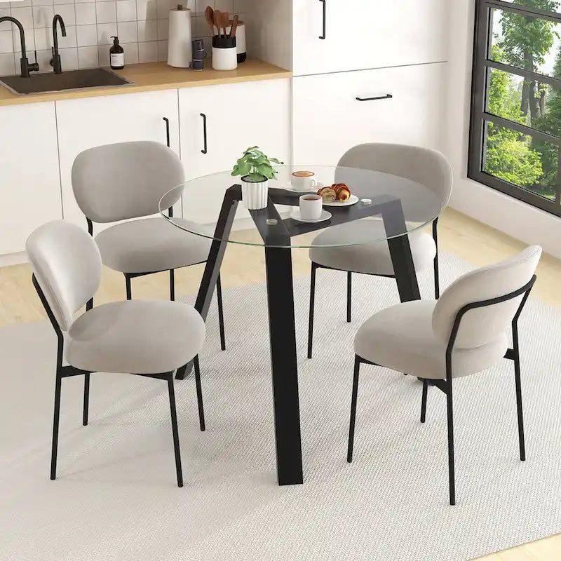 Table à manger ronde en verre trempé