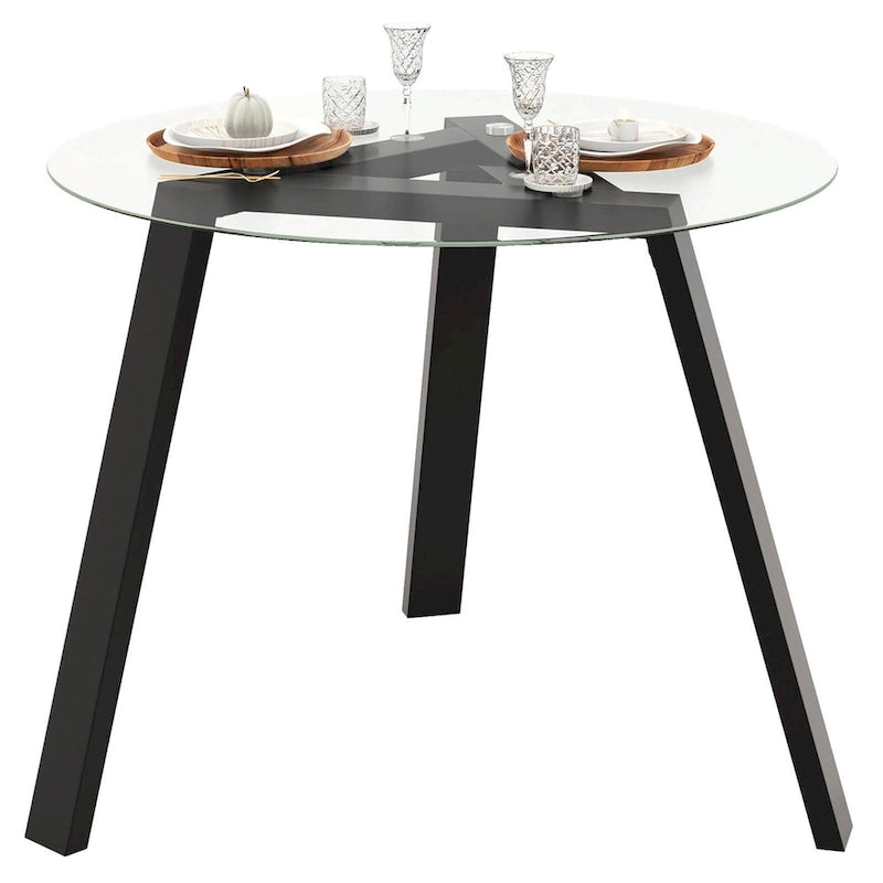Table à manger ronde en verre trempé