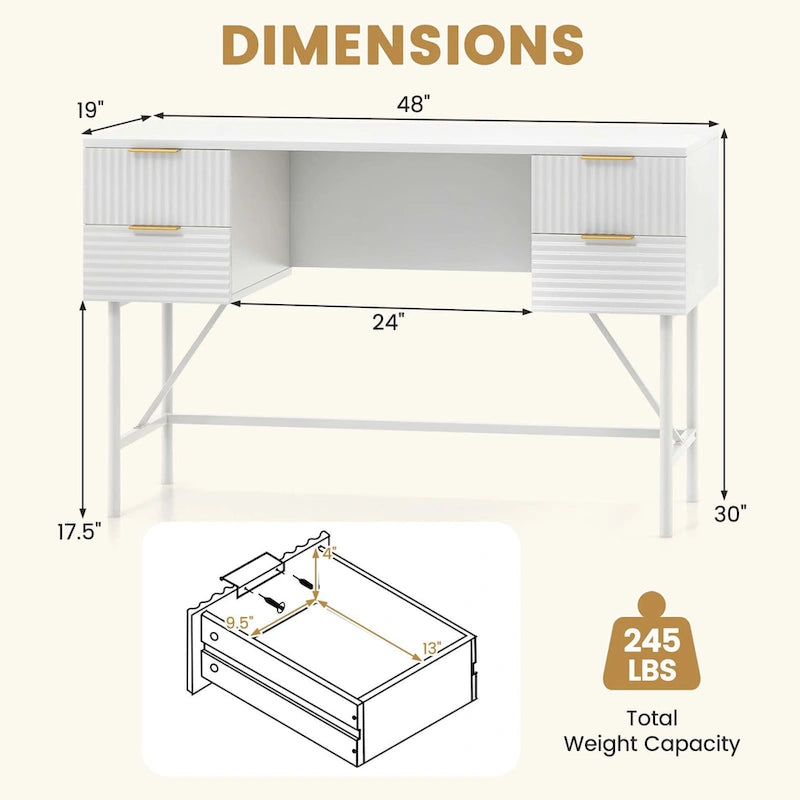 Tiroirs de rangement pour bureau d'ordinateur, cadre métallique moderne
