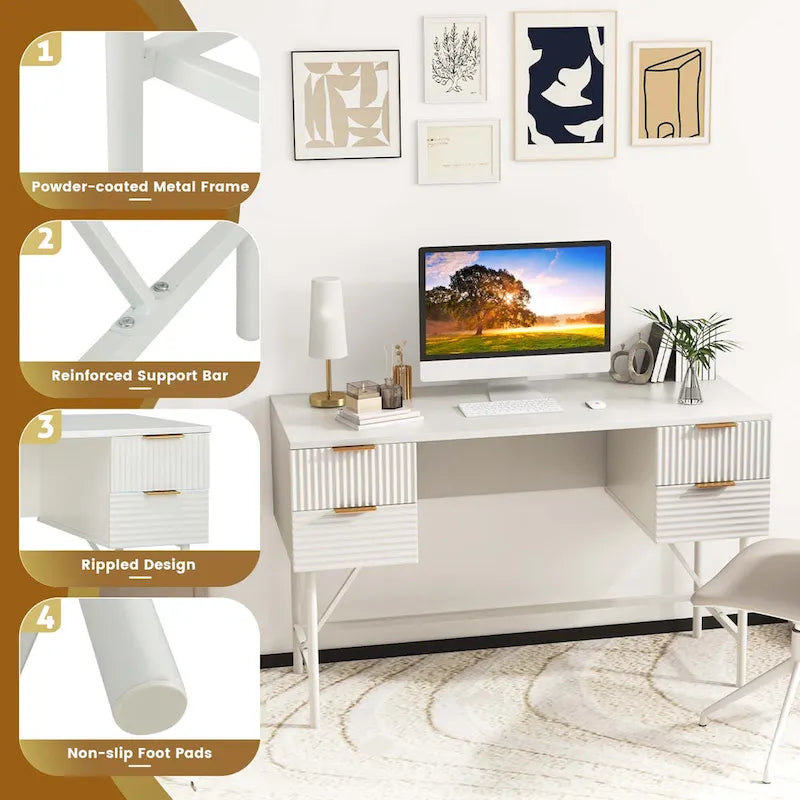 Tiroirs de rangement pour bureau d'ordinateur, cadre métallique moderne