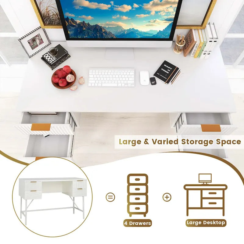 Tiroirs de rangement pour bureau d'ordinateur, cadre métallique moderne