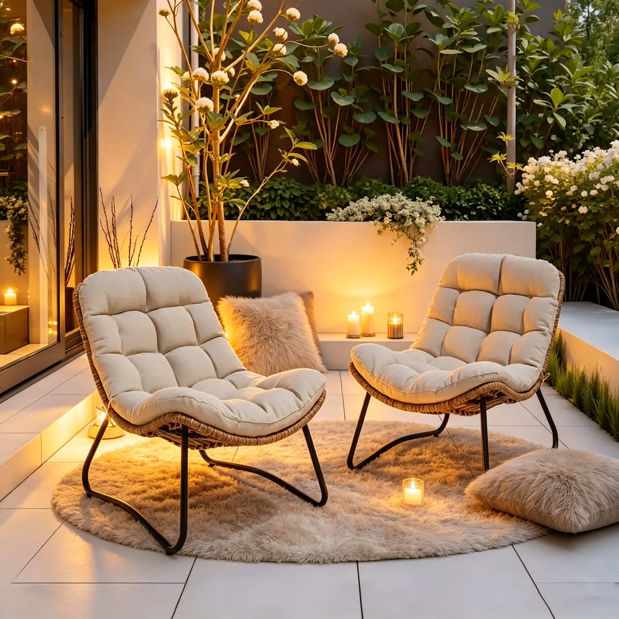 Coussins de chaise Papasan d'extérieur pour chaises de terrasse en rotin confortables