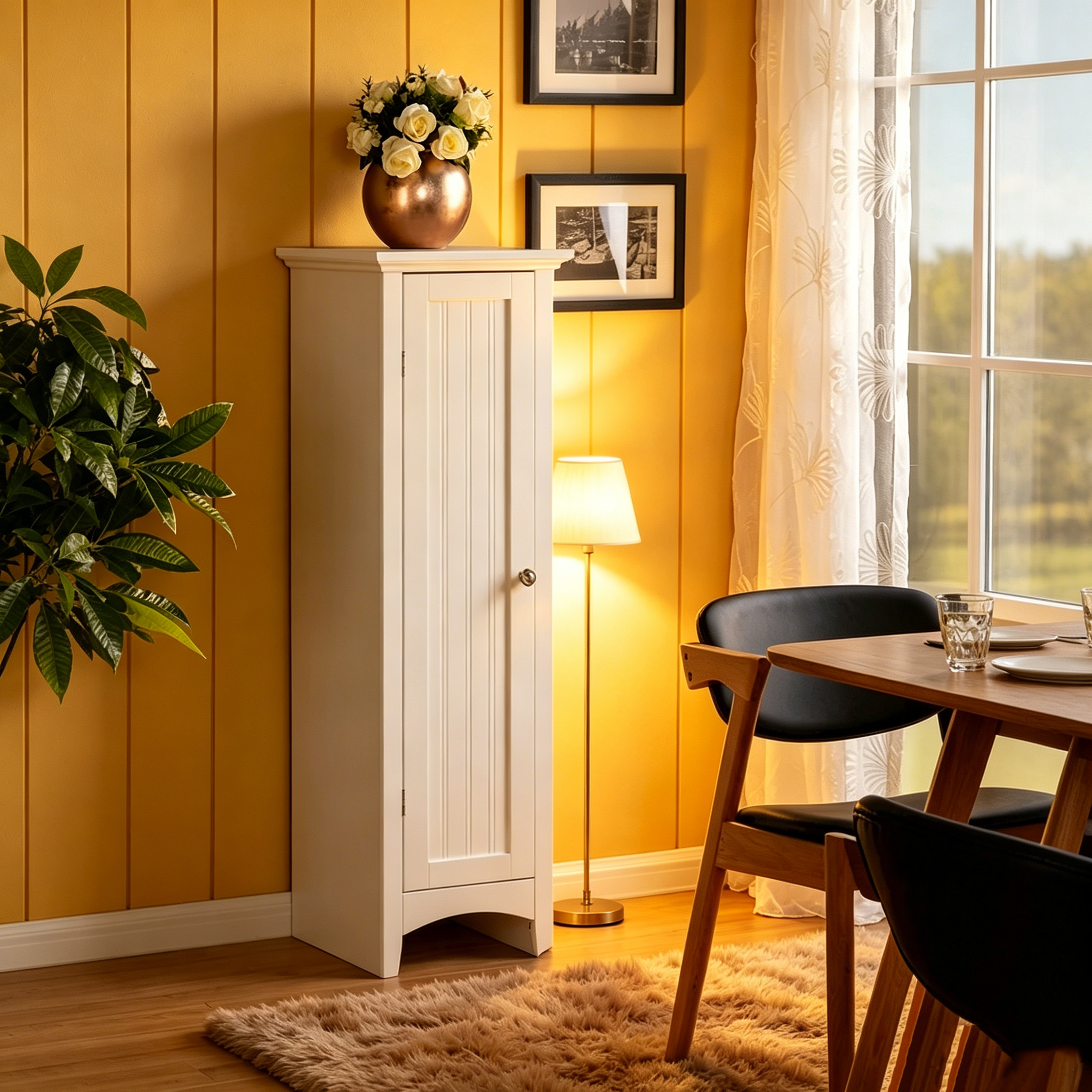 Garde-manger de rangement de cuisine blanc à une porte pour la maison et le bureau