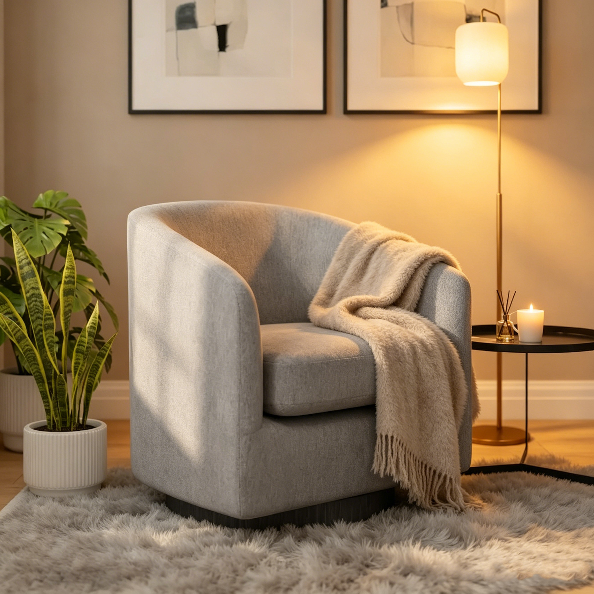Fauteuil pivotant Barrel avec base en vinyle