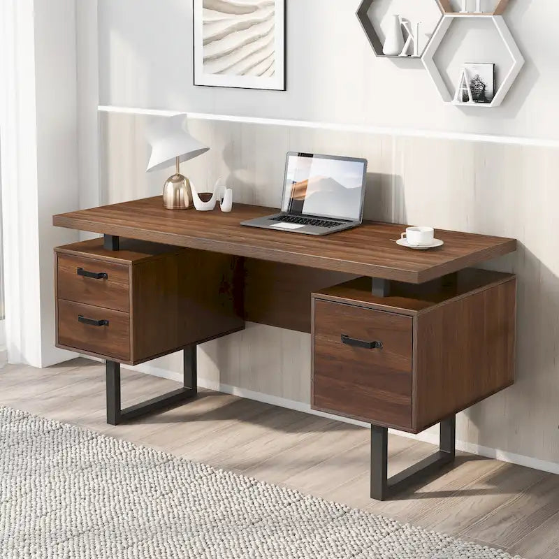 Bureau d'ordinateur à domicile avec tiroirs