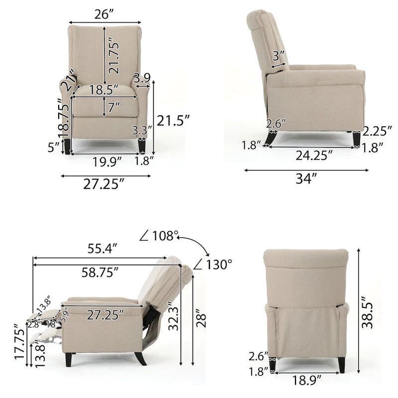 Fauteuil inclinable en tissu traditionnel par