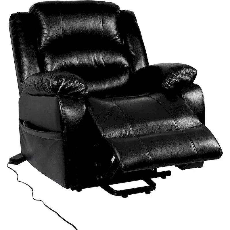 Fauteuil inclinable électrique réglable en hauteur en similicuir avec dossier divisé électrique