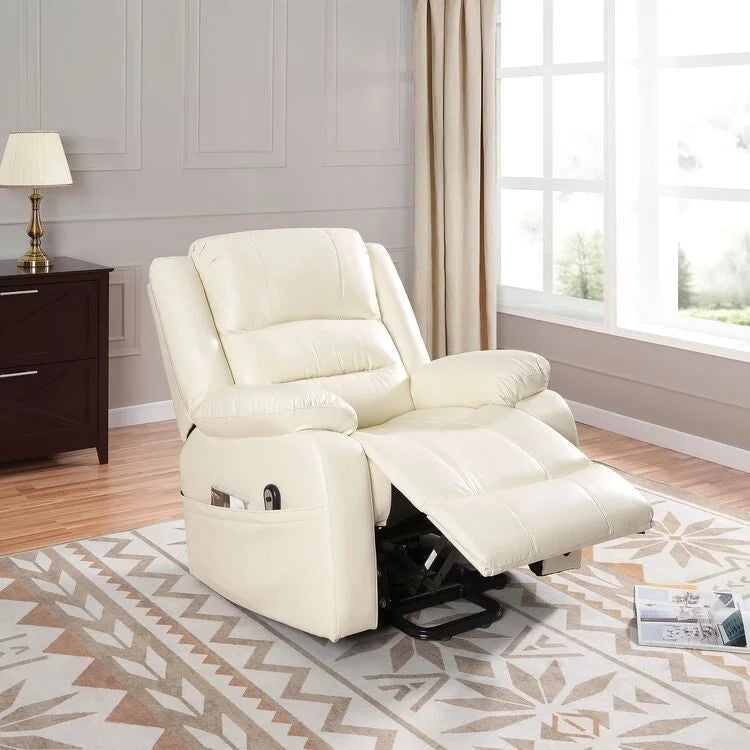 Fauteuil inclinable électrique réglable en hauteur en similicuir avec dossier divisé électrique