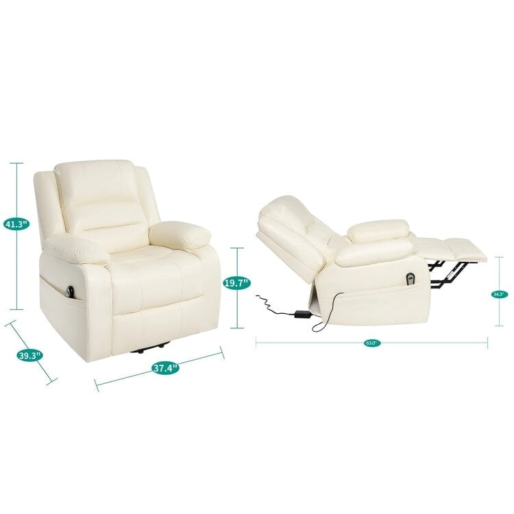Fauteuil inclinable électrique réglable en hauteur en similicuir avec dossier divisé électrique