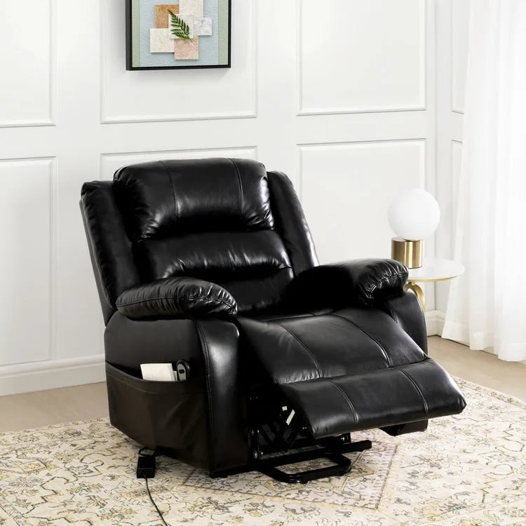 Fauteuil inclinable électrique réglable en hauteur en similicuir avec dossier divisé électrique