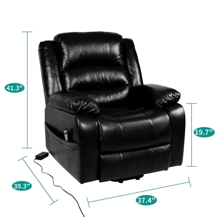 Fauteuil inclinable électrique réglable en hauteur en similicuir avec dossier divisé électrique