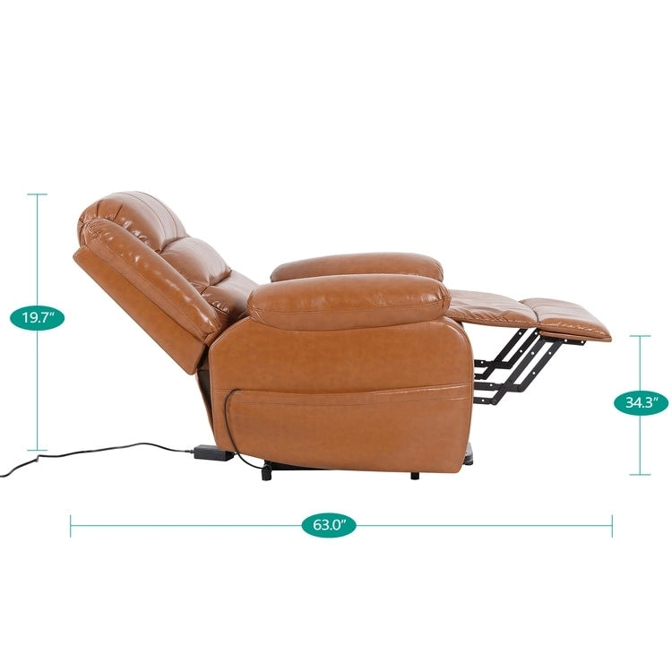Fauteuil inclinable électrique réglable en hauteur en similicuir avec dossier divisé électrique