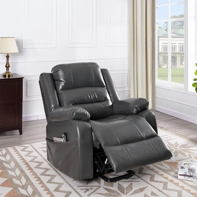 Fauteuil inclinable électrique réglable en hauteur en similicuir avec dossier divisé électrique