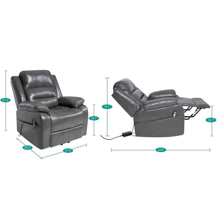 Fauteuil inclinable électrique réglable en hauteur en similicuir avec dossier divisé électrique