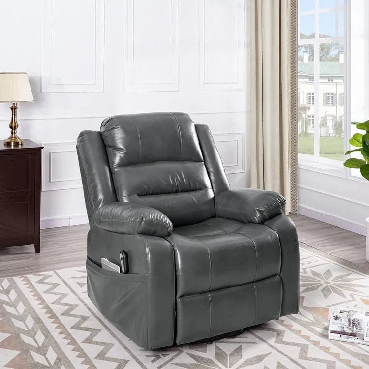 Fauteuil inclinable électrique réglable en hauteur en similicuir avec dossier divisé électrique