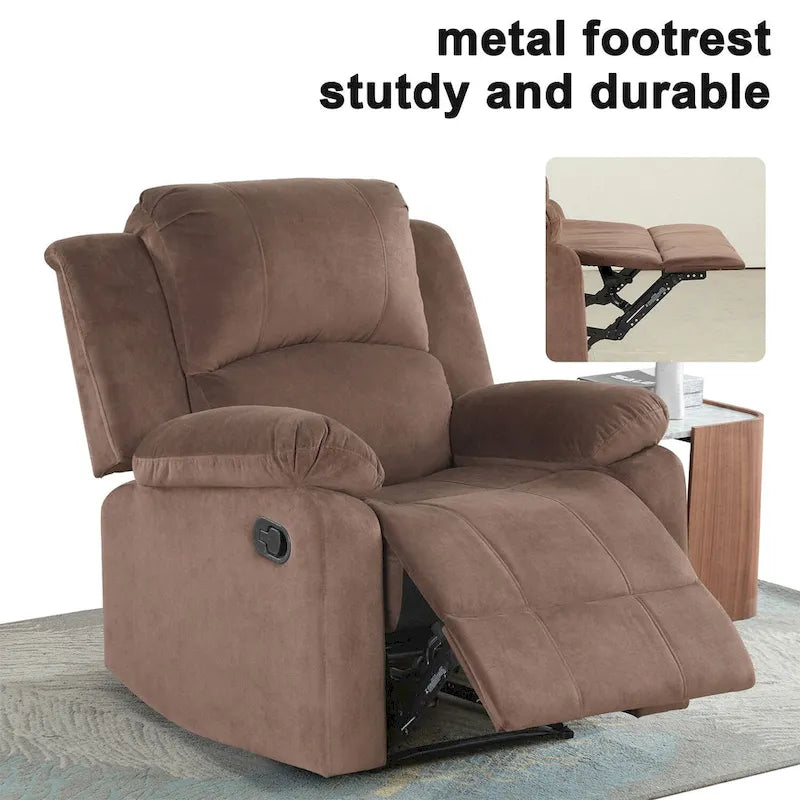 Fauteuil inclinable manuel rembourré doux en tissu respirant et agréable pour la peau