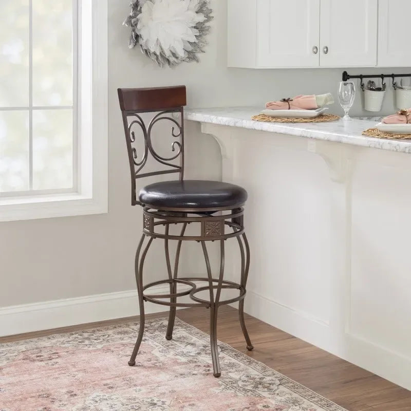 Tabouret de bar pivotant en métal avec volutes, grande taille