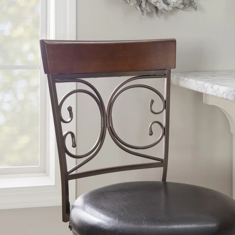 Tabouret de bar pivotant en métal avec volutes, grande taille