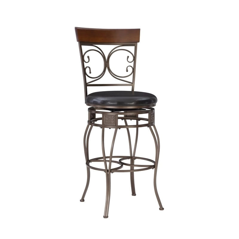 Tabouret de bar pivotant en métal avec volutes, grande taille