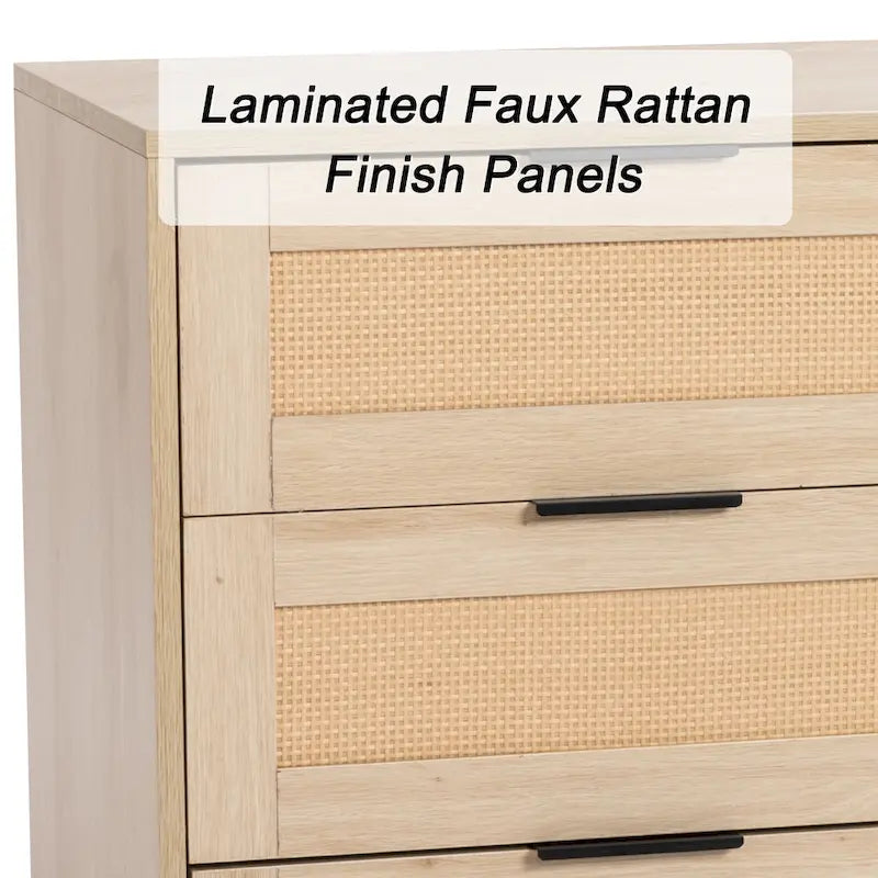 Tiroirs Commode Meuble de Rangement Tour de Rangement Organisateur de Chambre Style Rotin