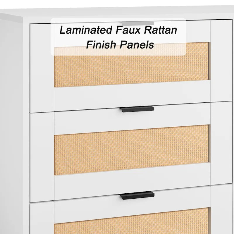 Tiroirs Commode Meuble de Rangement Tour de Rangement Organisateur de Chambre Style Rotin